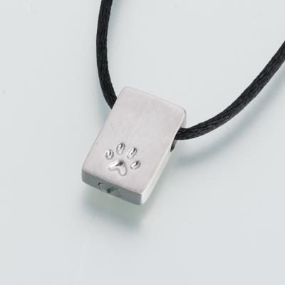 sterling silver rectangle with a paw print cremation pendant necklace